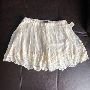 Forever 21+ Flowy Floral Cream Skirt